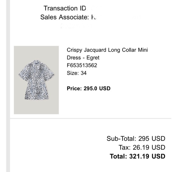 GANNI Crispy Jacquard Long Collar Mini Dress in Egret Blue - Picture 4 of 4